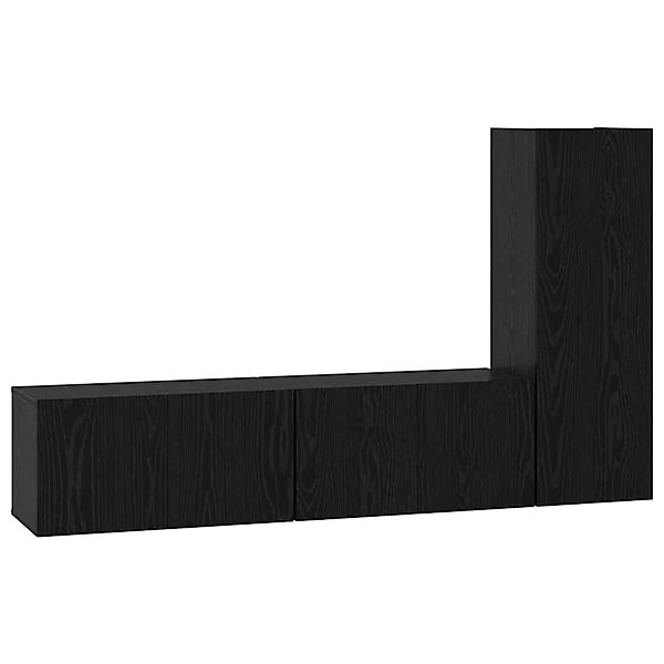 vidaXL TV-Schrank-Set 3-Tlg Schwarz Eichen-Optik 60 x 30 x 30 cm 3393403 günstig online kaufen