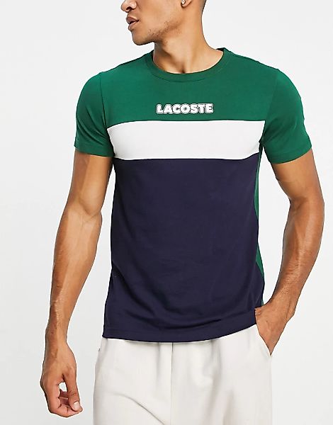Lacoste Sport – T-Shirt im Blockfarbendesign-Grün günstig online kaufen