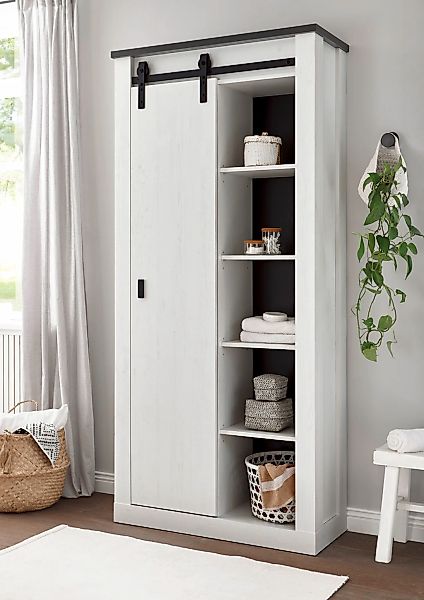 Home affaire Regal "SHERWOOD", modernes Holz Dekor, mit Scheunentorbeschlag günstig online kaufen