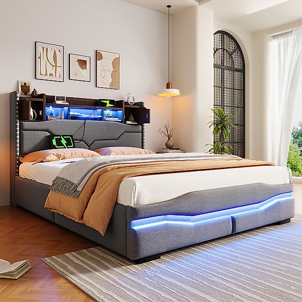 TavilaEcon Boxspringbett Modernes LED-Bett mit Hydraulik-Stauraum günstig online kaufen