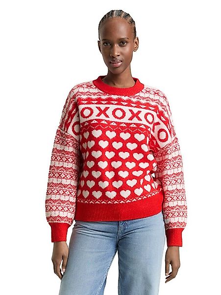 TOM TAILOR Denim Strickpullover mit Allover-Muster günstig online kaufen