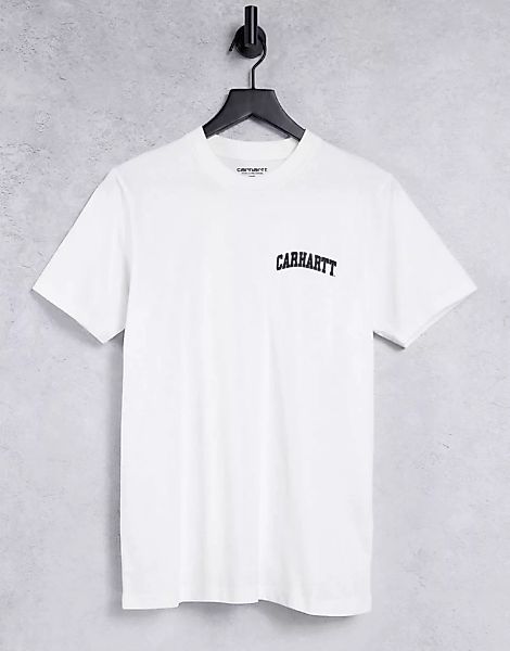Carhartt WIP – University – Weißes T-Shirt mit Aufschrift günstig online kaufen