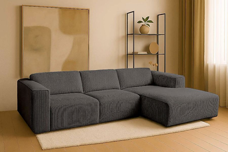 Home affaire Ecksofa "Noord mit Kedernaht, Breite 281 cm, L-Form" Cord, Str günstig online kaufen