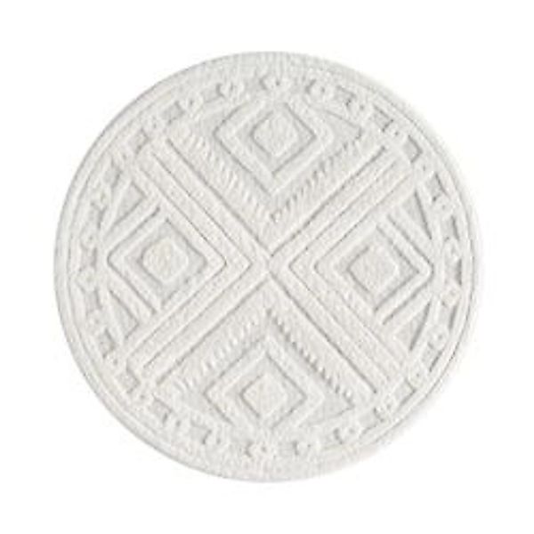payé Teppich Nara-777 Hochflor 120x120 cm Rund Pastell-Creme Rautenmuster günstig online kaufen