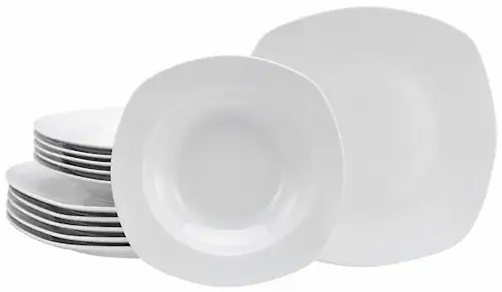 CreaTable Tafelservice »Geschirr-Set Amelie« Geschirr, Teller Set, weiß, 12 günstig online kaufen
