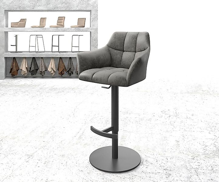 Barstuhl Yulo-Flex Vintage Grau Drehfuß höhenverstellbar Metall günstig online kaufen