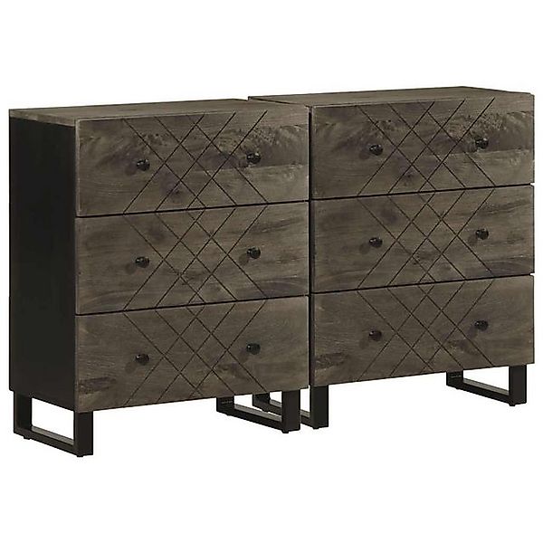 vidaXL Fächerschrank Sideboards 2 Stk. Schwarz 60x33x75 cm Massivholz günstig online kaufen