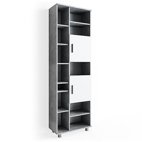 Vicco Badschrank Ilias Beton/Weiß 60 x 190 cm günstig online kaufen