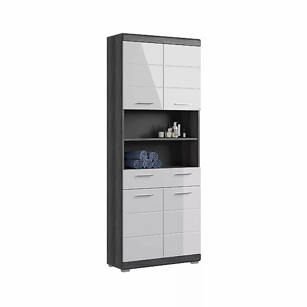 Hochschrank 74 cm x 191 cm x 31 cm Weiß-Rauchsilber günstig online kaufen