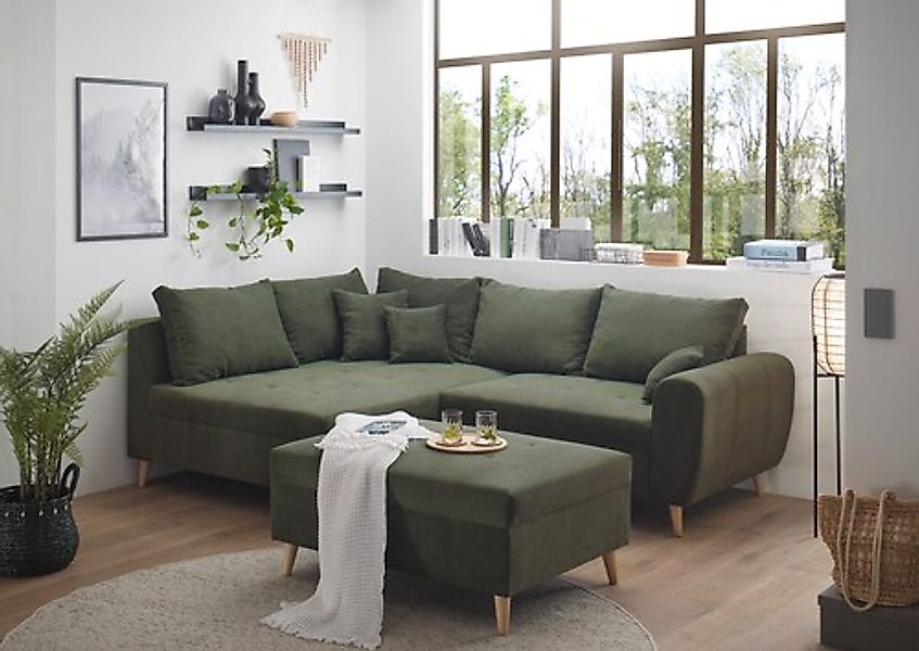 ED EXCITING DESIGN Ecksofa »Calanda L-Form«, mit Hocker & 3 Zierkissen günstig online kaufen