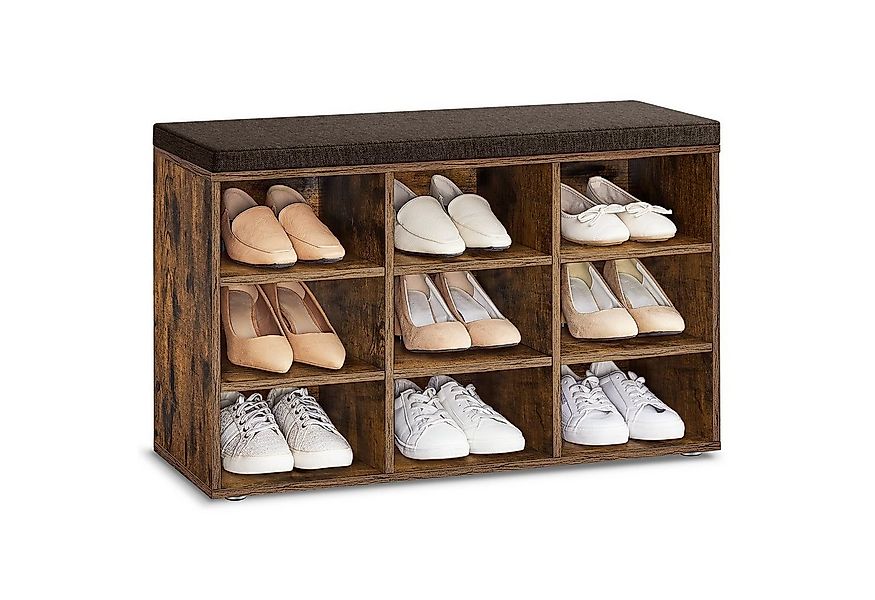 VASAGLE Schuhbank, Schuhregal, mit 9 Fächern, 78,5 x 30,3 x 48 cm günstig online kaufen