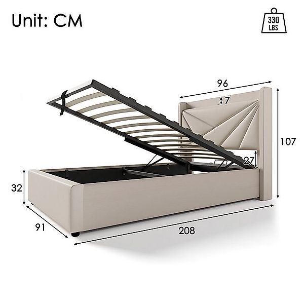 STILVORA Polsterbett 90x200 Stauraumbett Jugendbett mit USB-C,Bettgestell m günstig online kaufen