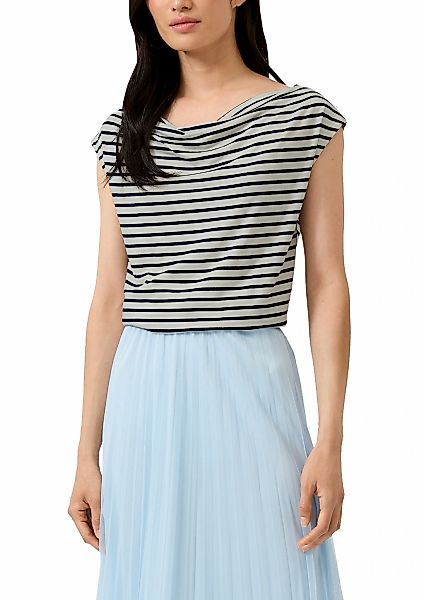 s.Oliver BLACK LABEL T-Shirt mit Wasserfallausschnitt und Streifen-Design günstig online kaufen