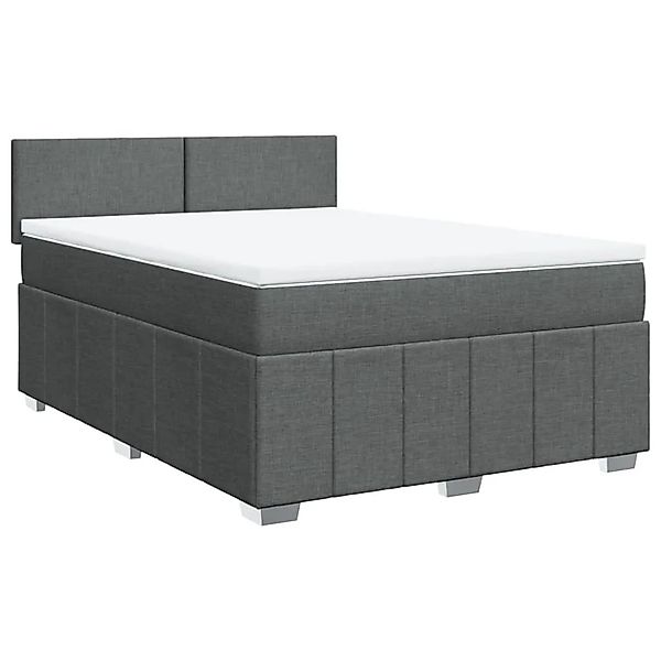 vidaXL Boxspringbett mit Matratze Dunkelgrau 140x200 cm Stoff 3287085 günstig online kaufen