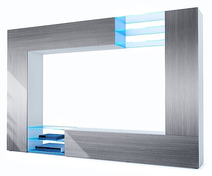 Vladon Wohnwand Mirage, (Anbauwand mit Rückwand mit 2 Türen, 2 Klappen und günstig online kaufen