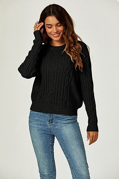 FS Collection Strickpullover Damen Strickpullover Rundhalspullover -Zopfmus günstig online kaufen