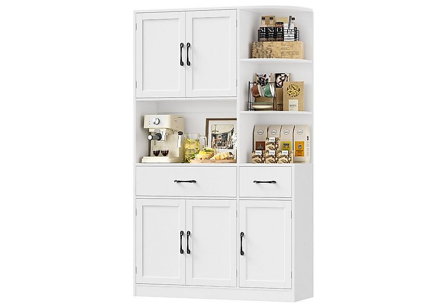 HOMECHO Küchenbuffet 177cm Hohe Buffetschrank Weiß mit 5 Türen und 3 Eckreg günstig online kaufen