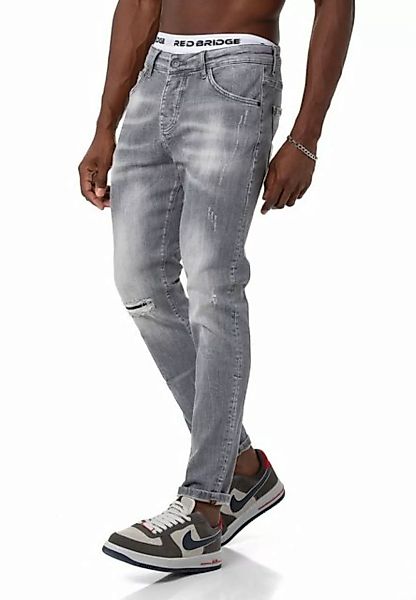 RedBridge Slim-fit-Jeans Hose Straight Leg Denim Pants Grau W30 L32 Distres günstig online kaufen