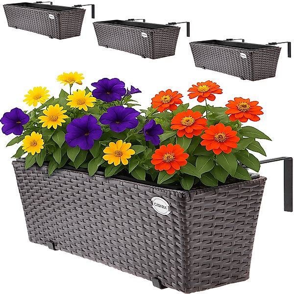 Polyrattan Blumenkasten 4er-Set Schwarz günstig online kaufen