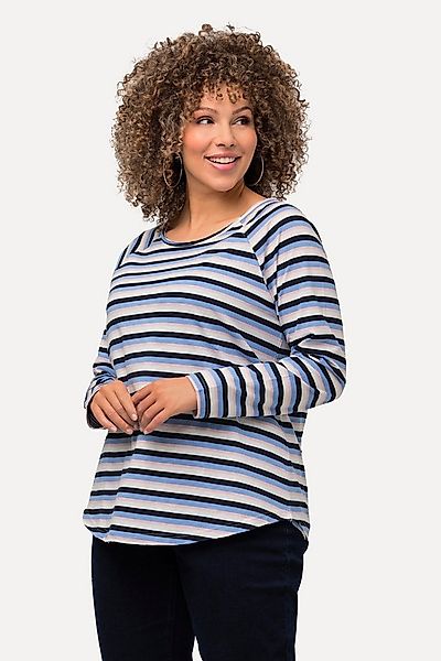 Ulla Popken Longshirt Shirt Ringel A-Linie Rundhals Langarm günstig online kaufen
