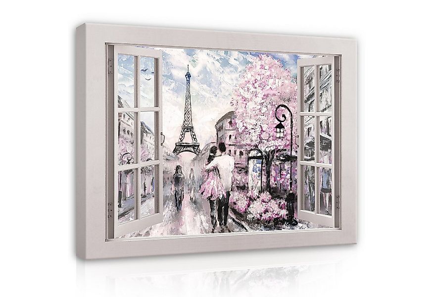 Wallarena Leinwandbild Fenster Paris Eiffelturm 3D Modern Wandbilder Wand D günstig online kaufen