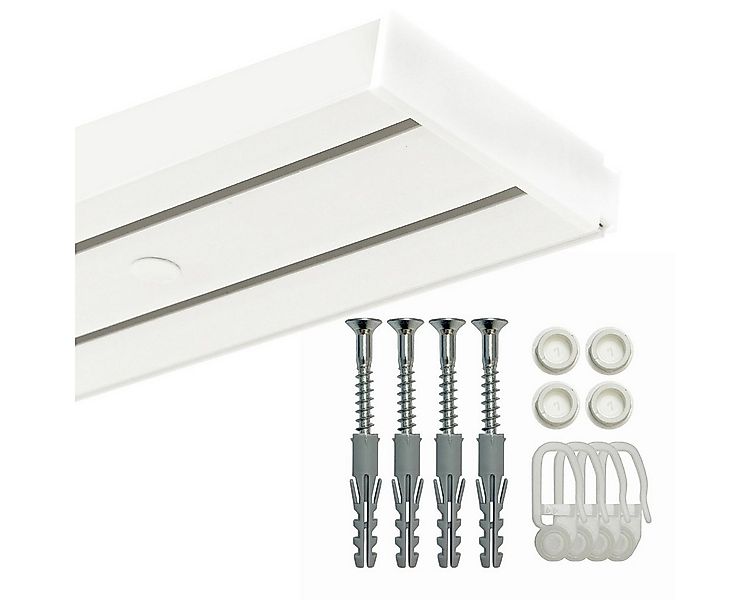 Gardineum Gardinenschiene Gardineum 2-lfg. Kunststoffschiene mit Zubehör, a günstig online kaufen