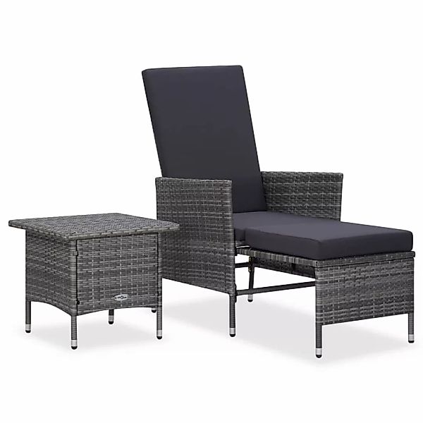 2-tlg. Garten-lounge-set Mit Auflagen Poly Rattan Grau günstig online kaufen