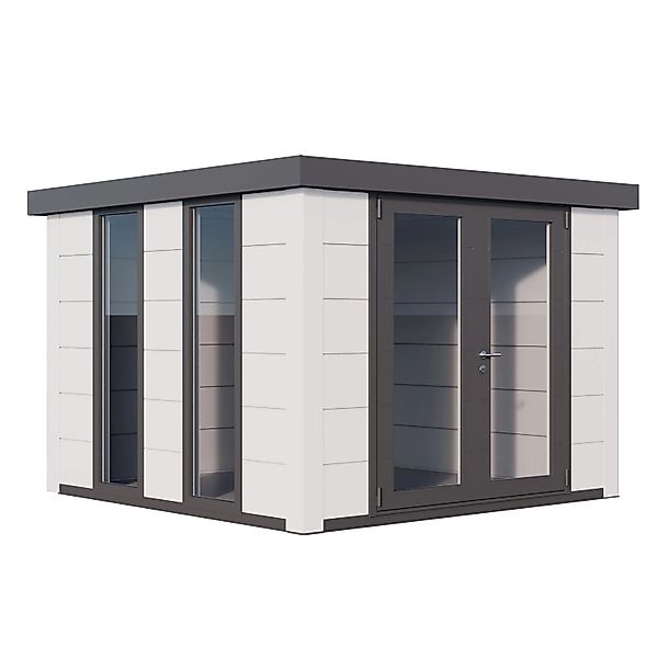 Gerätehaus Luminato 3030 mit Weiße Ecken 298 cm x 298 cm Weiß günstig online kaufen