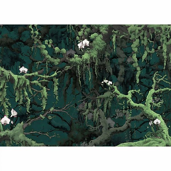Komar Vliestapete Orch-Idee 350 cm x 250 cm Grün günstig online kaufen