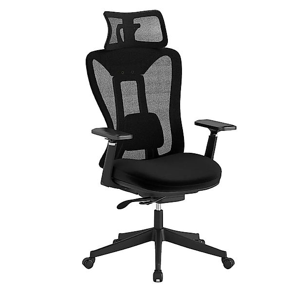 Costway Ergonomischer Bürostuhl mit Verstellbarer Rückenlehne Schwarz günstig online kaufen