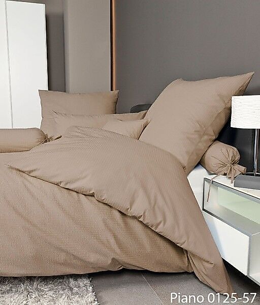 Janine Janine Mako-Soft-Seersucker Bettwäsche PIANO 0125 taupe Größe:  155x günstig online kaufen