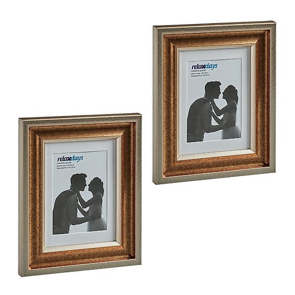 relaxdays Bilderrahmen-Set Bilderrahmen 13x18 cm 2er Set, gold günstig online kaufen