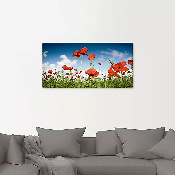 Artland Wandbild »Feld mit Mohnblumen unter Himmel«, Blumenwiese, (1 St.) günstig online kaufen