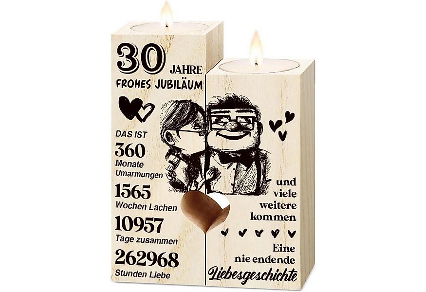 LuxusKollektion Badaccessoire-Set Kerzenständer Holz Perlenhochzeit Geschen günstig online kaufen