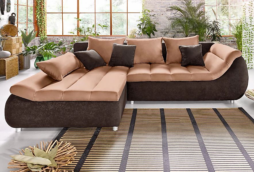 INOSIGN Ecksofa "Imola modern und elegant, bequem, aktuelle Steppung im Sit günstig online kaufen