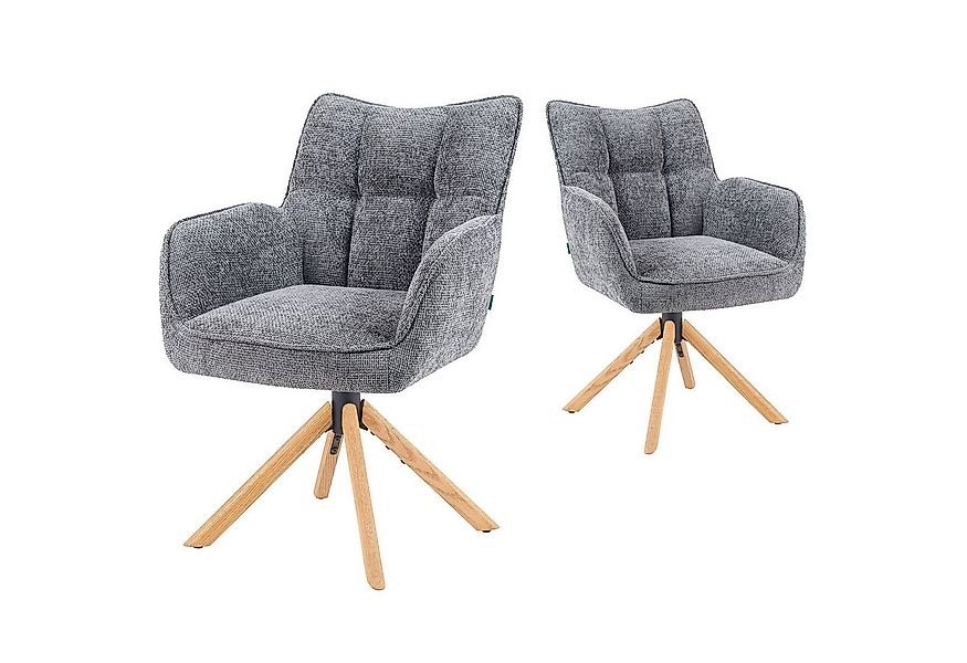 DUBI Möbel Polsterstuhl Mika-Ida 2er-Set, Federkern, Eiche geölt, 360° dreh günstig online kaufen