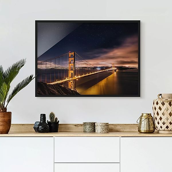 Bild mit Rahmen Architektur & Skyline - Querformat Golden Gate to Stars günstig online kaufen