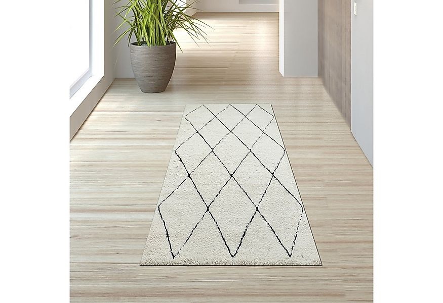 TeppichHome24 Teppich Eleganter Teppich mit Rautenmuster in Schwarz und Wei günstig online kaufen