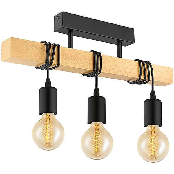 EGLO Deckenleuchte TOWNSHEND Deckenlampe, Holz, Stahl, Retro, Industrial, W günstig online kaufen
