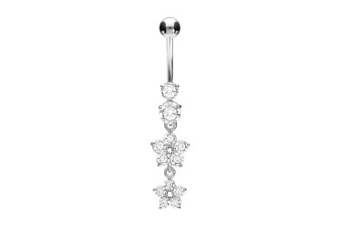 PIERCINGLINE Bauchnabelpiercing Chirurgenstahl Bananabell 2 KRISTALLBLUMEN günstig online kaufen