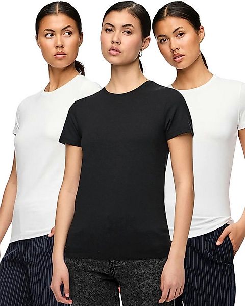 pieces T-Shirt Basic Rundhals T-Shirts im 3er Pack günstig online kaufen