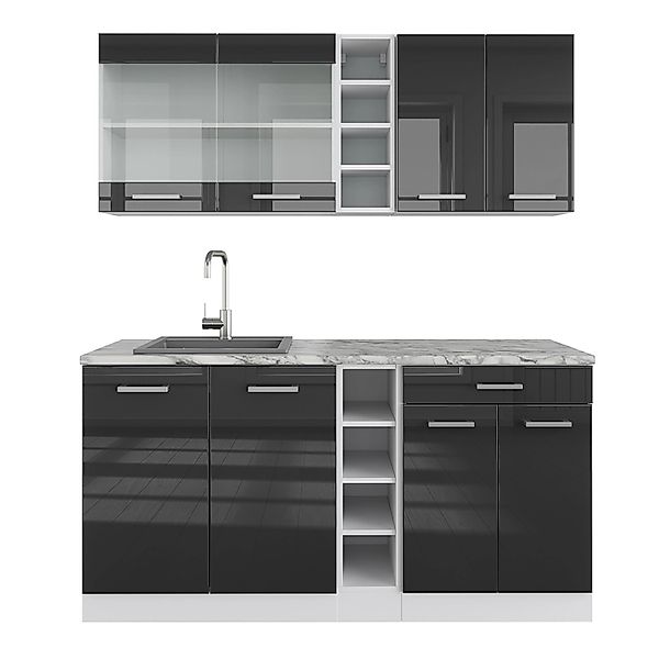 Vicco R-Line Singleküche Anthrazit Hochglanz/Weiß 160 cm ohne Arbeitsplatte günstig online kaufen