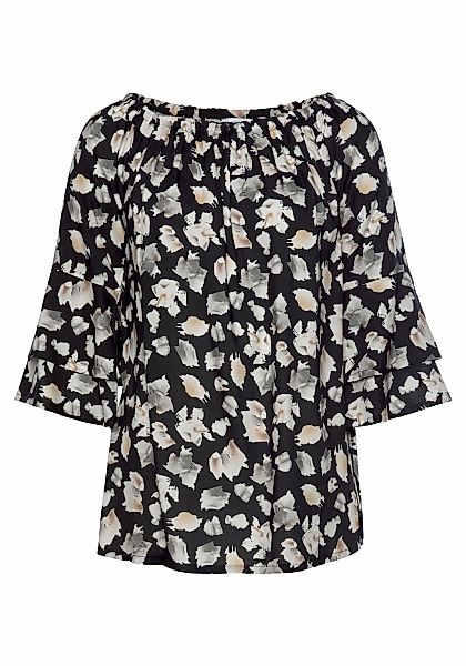 LASCANA Carmenbluse mit Alloverprint, Damenbluse, schulterfrei, casual günstig online kaufen