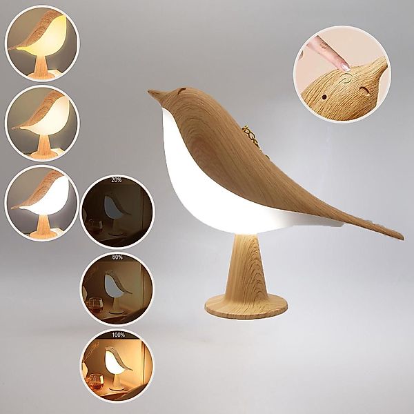MUPOO LED Nachtlicht Nachttischlampe Birdie,Kabelloses,Touch Dimmbare,Ramad günstig online kaufen