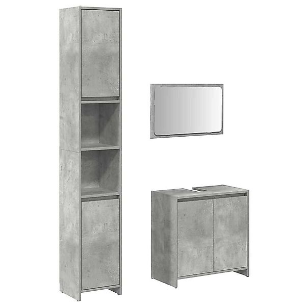 vidaXL Badezimmer-Set 3-tlg. Badmöbel-Set Betongrau Holzwerkstoff, günstig online kaufen