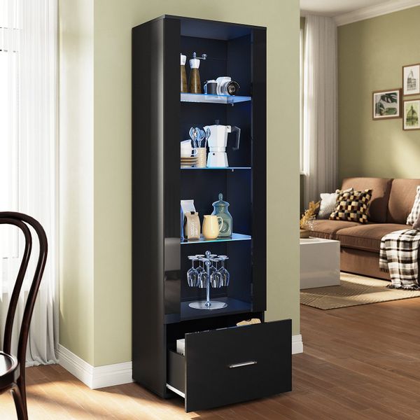 SONNI Glasvitrine Vitrinenschränke mit led beleuchtung,55x35x172cm günstig online kaufen