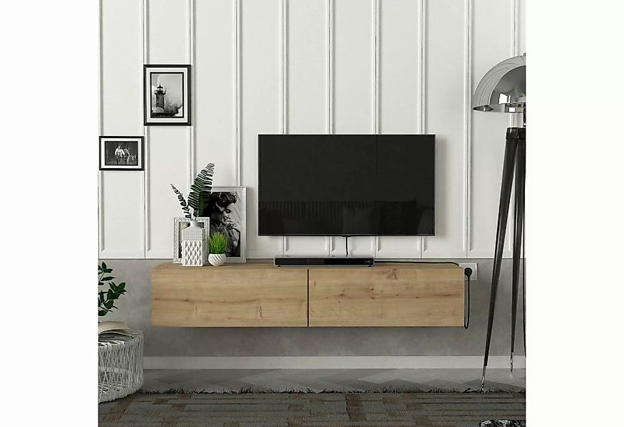 en.casa TV-Schrank »Toivakka« Fernsehschrank 135x31x25cm Eiche-Optik günstig online kaufen