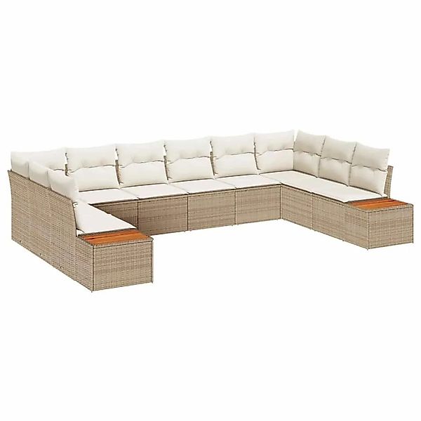 vidaXL Gartensofa-Set mit Kissen 10 Stk Beige und Creme Polyrattan 3356846 günstig online kaufen