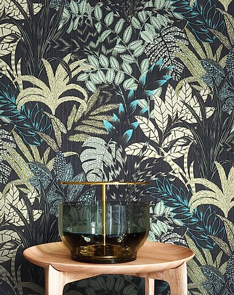 Newroom Vliestapete, Schwarz Tapete Floral Dschungel günstig online kaufen