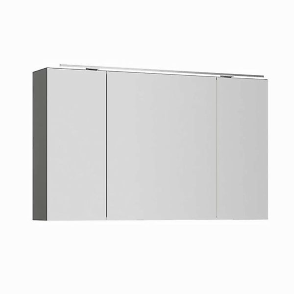 Lomadox Spiegelschrank PALERMO-136-GREY grau 120cm breit mit LED Aufsatzleu günstig online kaufen